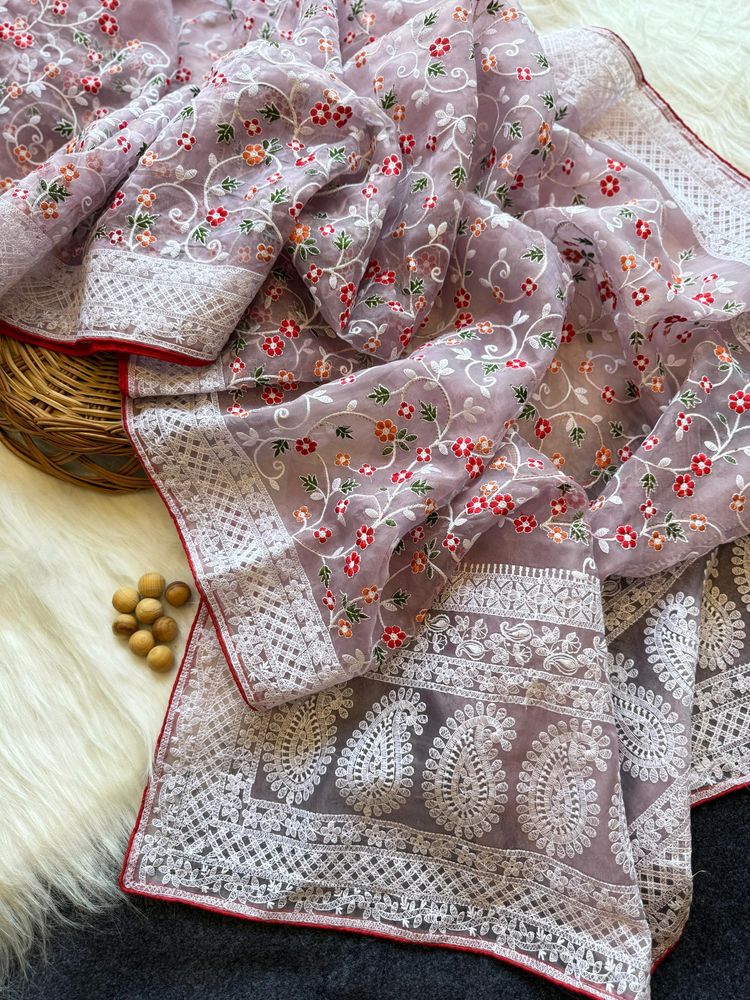 🆕️🆕️Organza Chikankari Saree