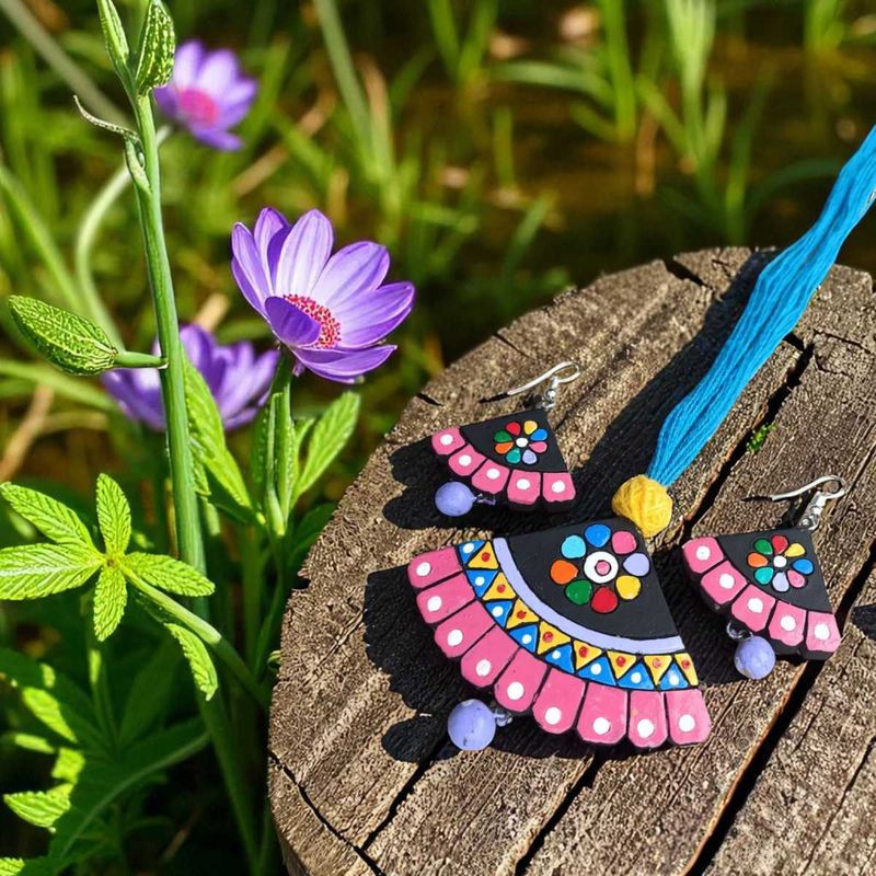 Unique Handmade Terracotta Jewelry Set