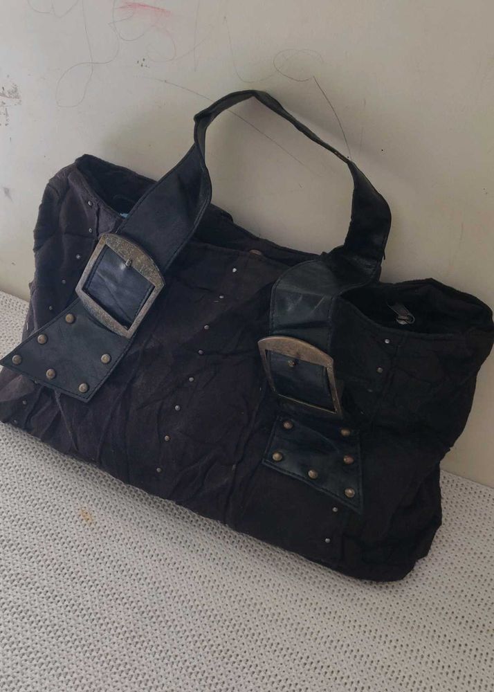 Vintage-Style Buckle Tote Bag