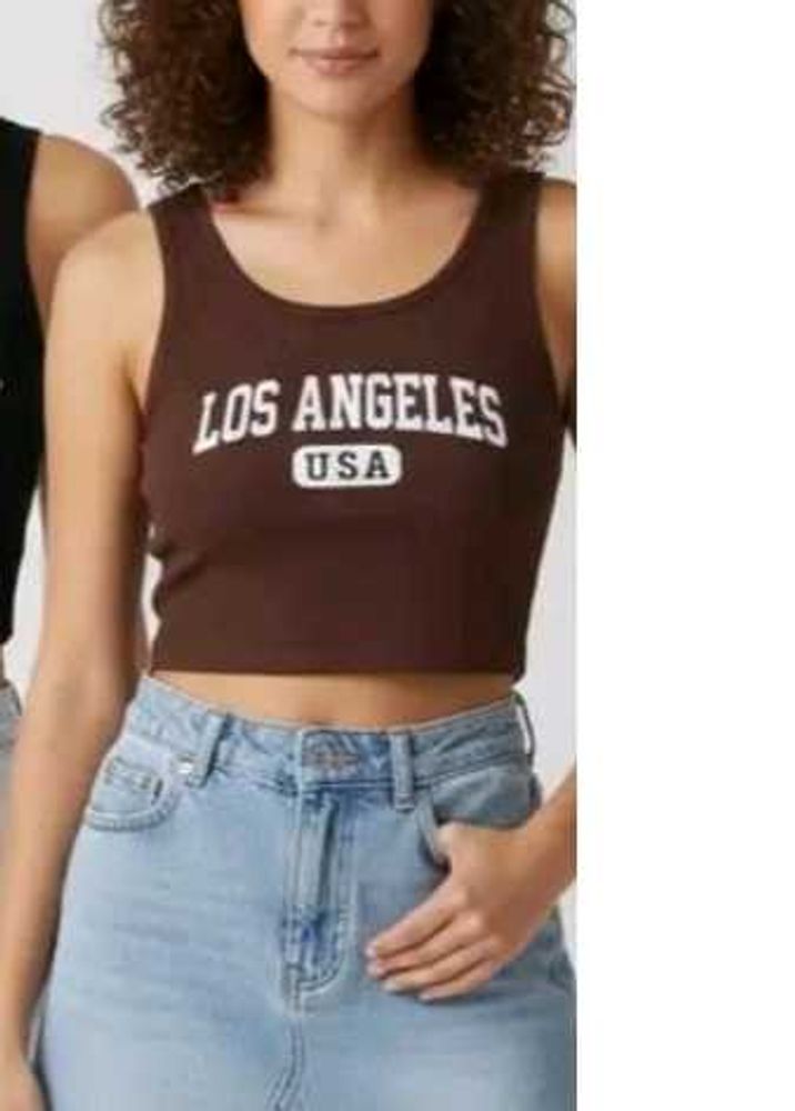 Brown Los Angeles Crop Tank Top