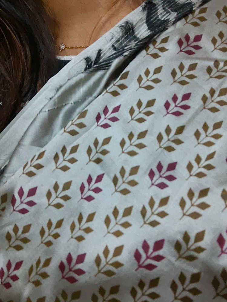 New Ash Satin Saree