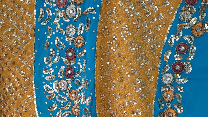 Blue Yellow Saree