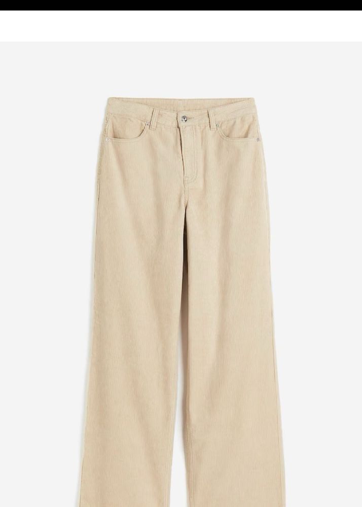 h&amp;m Beige Wide Leg Corduroy Pants