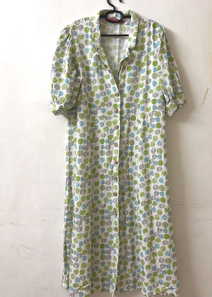 Printed Midi Shirt Dress