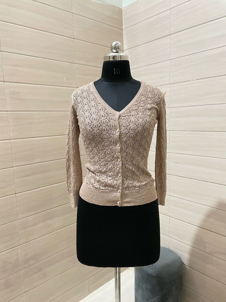 Vinatge Beige Knit Cardigan