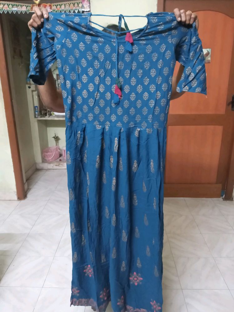 Long Gown Type Golden Embroidery Kurti
