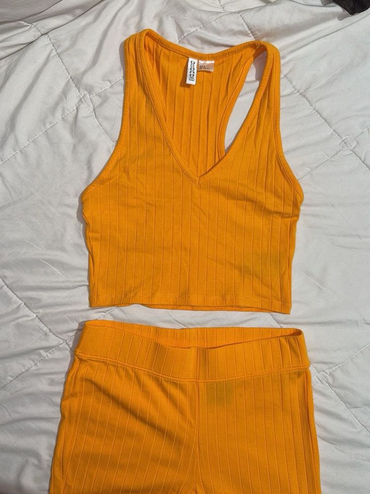 Yellow Ribbed Co-ord | H&amp;M | Size S