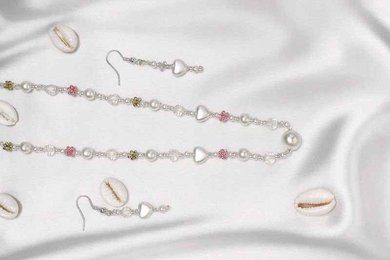 Pearl &amp; Seed Bead Jewelry Set | Length necklace