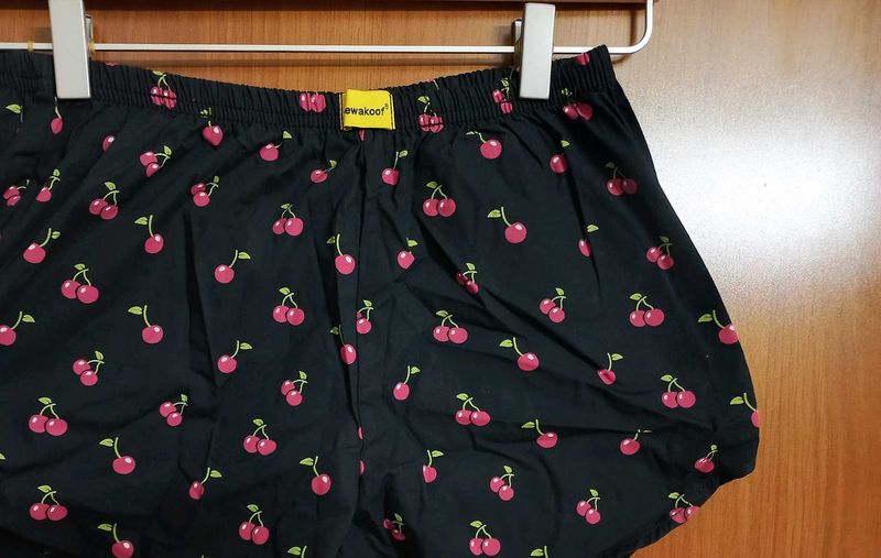 Cherry Print Ultra Mini Shorts For Lounge Wear