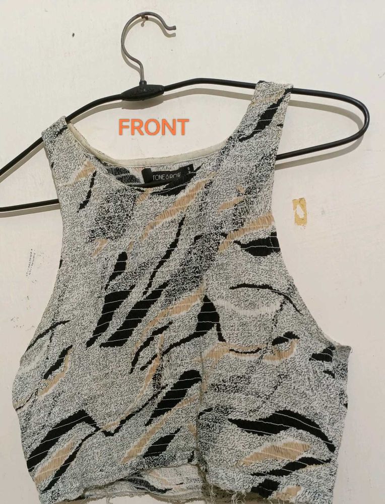 Patterned Crop Tank Top
