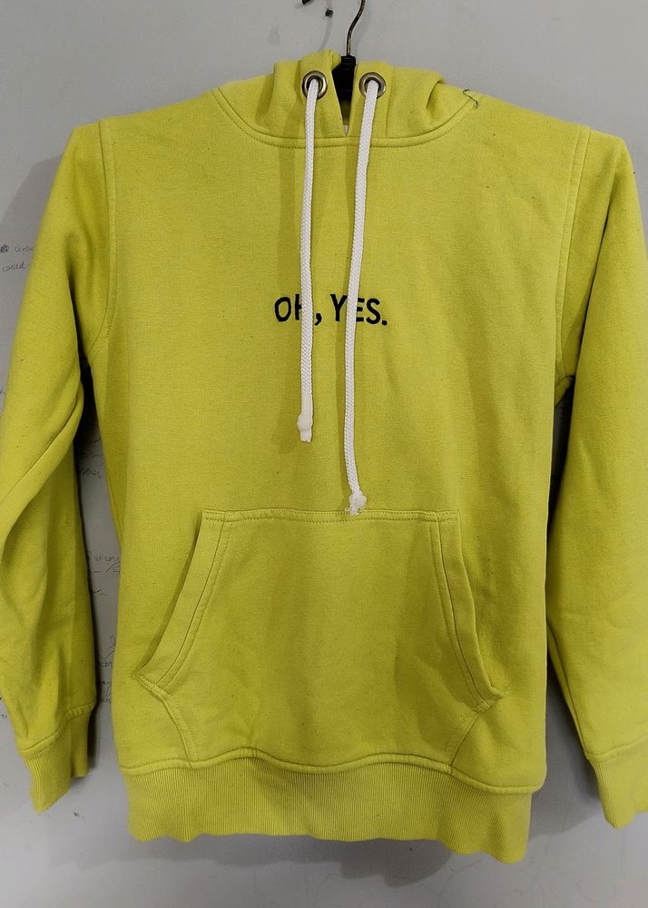 Zara Oh Yes Embroided Unisex Parrot Green Hoodie