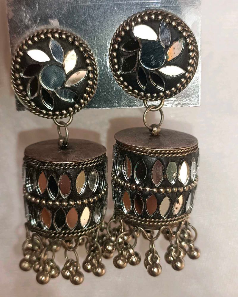 Mirror Jhumka Earrings