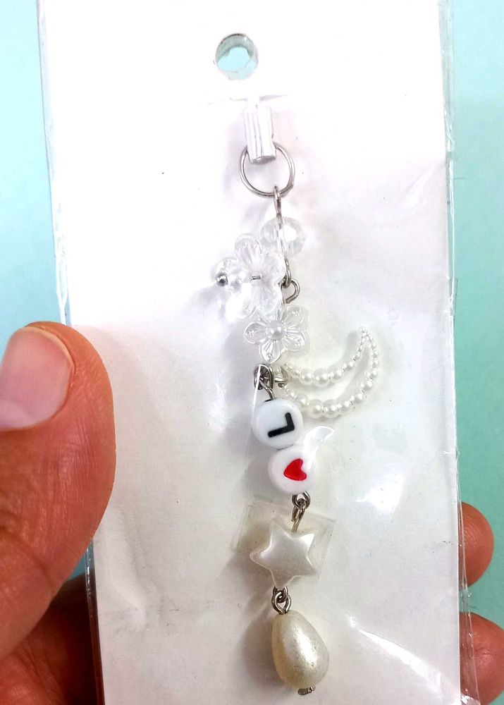 Handmade &#34;L&#34; Letter Phone Charm with Star and Drop