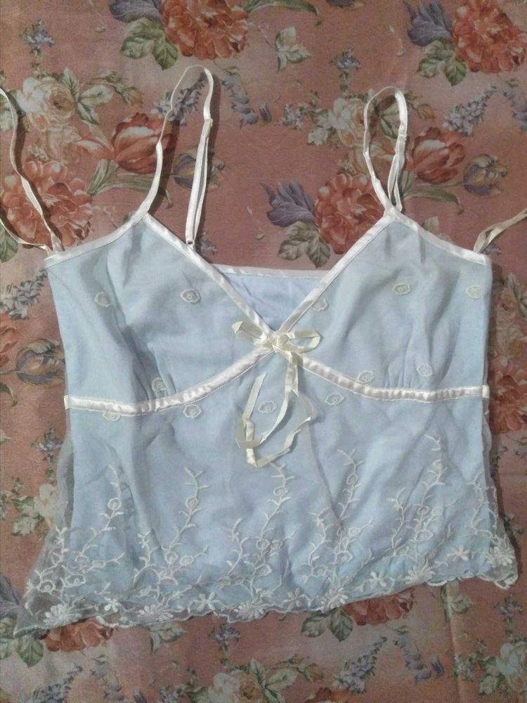 Cute Blue Lace Cami Top