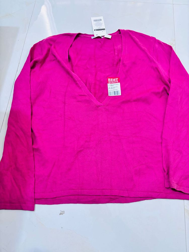 Magenta V-Neck Top