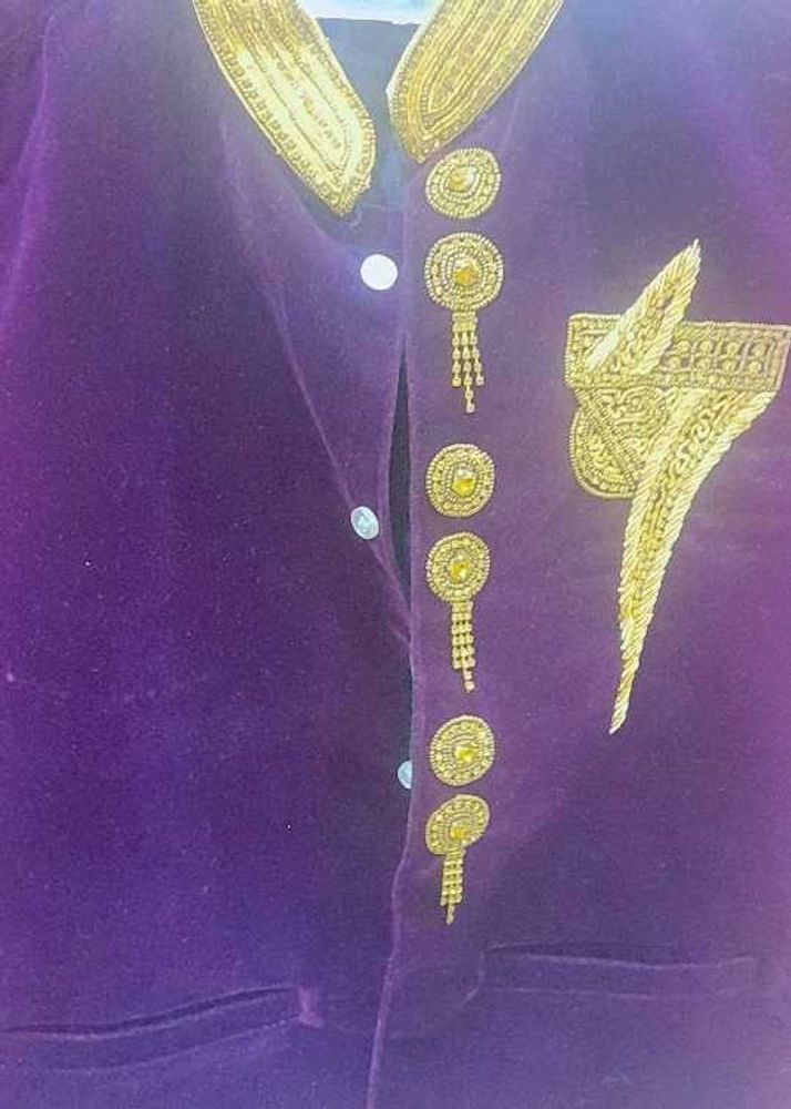 Purple Velvet Vest with Gold Embroidery