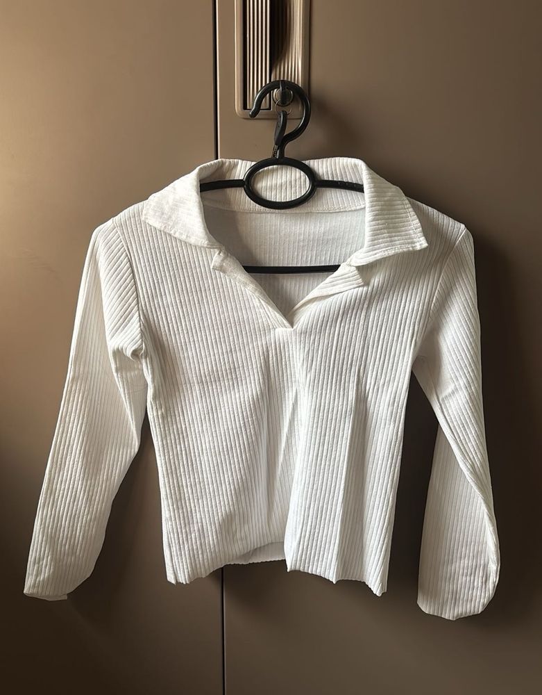 White Collar Slim Fit T-shirt
