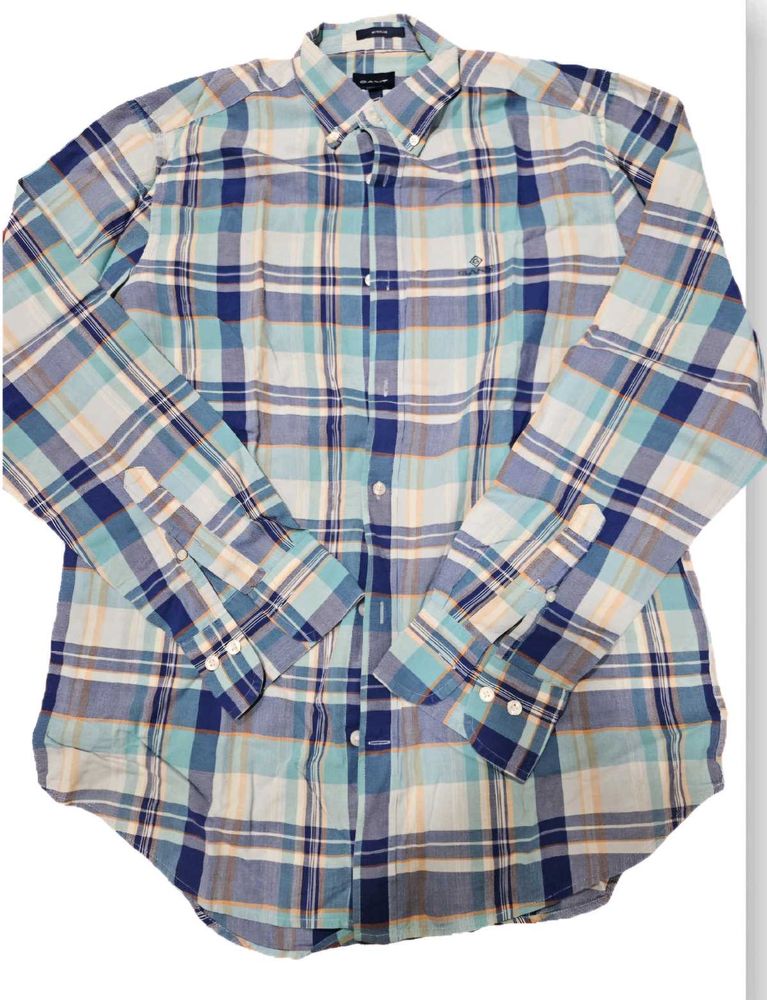 Gant Men’s Blue &amp; White Checked Shirt – Size M