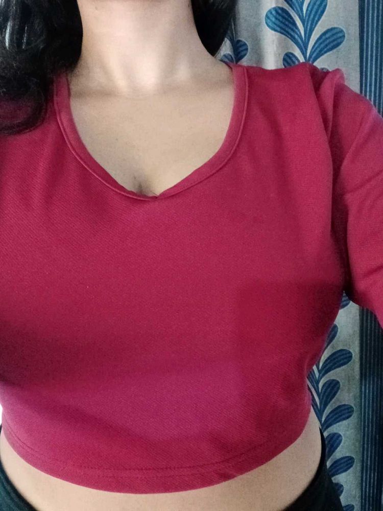 Stylish Maroon Crop Top