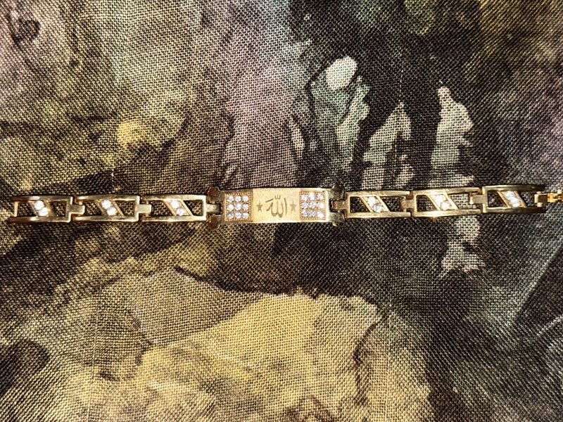 Golden Plated With Diamond Work Allah Name Braclet