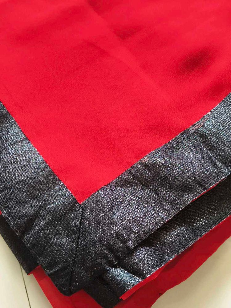 Red Georgette Saree With Blouse