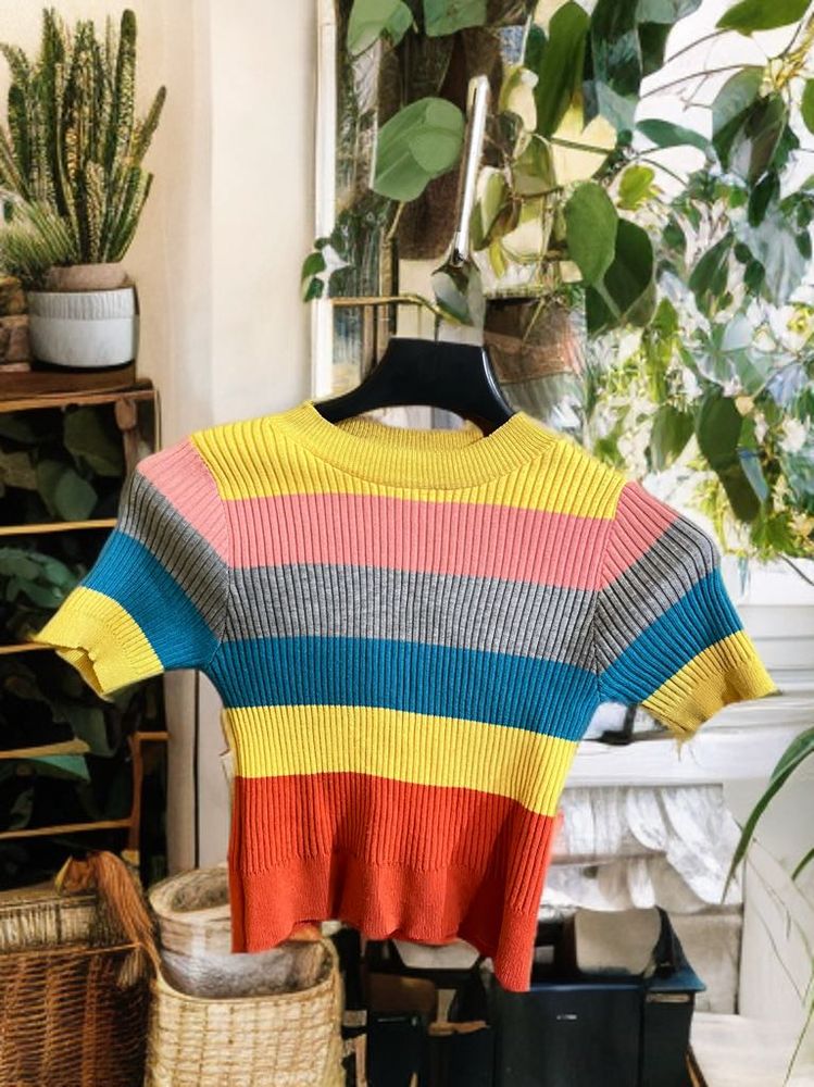 Striped Ribbed Knit Top
