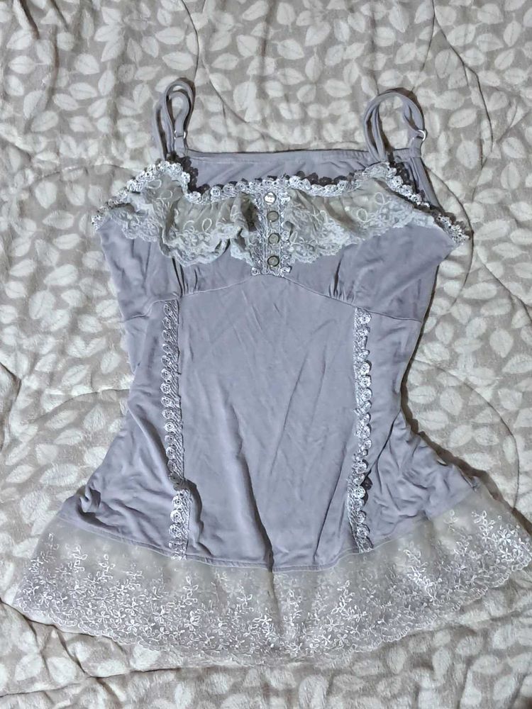 Lacy Tank Top 🩶