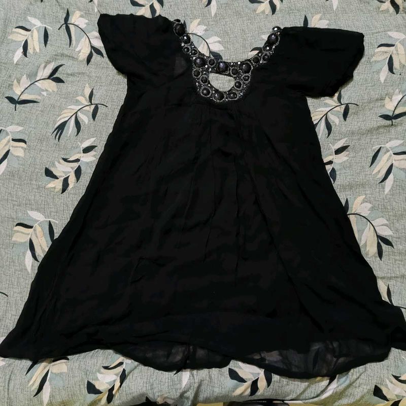 Black Embellished Casual Dress