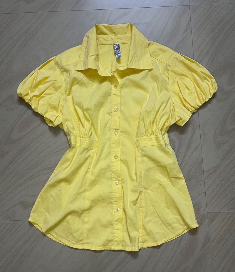 Yellow Puff Sleeve Tops