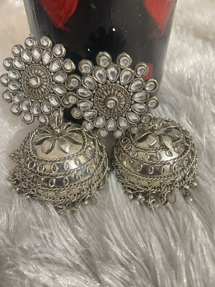 Silver Jhumka Earrings