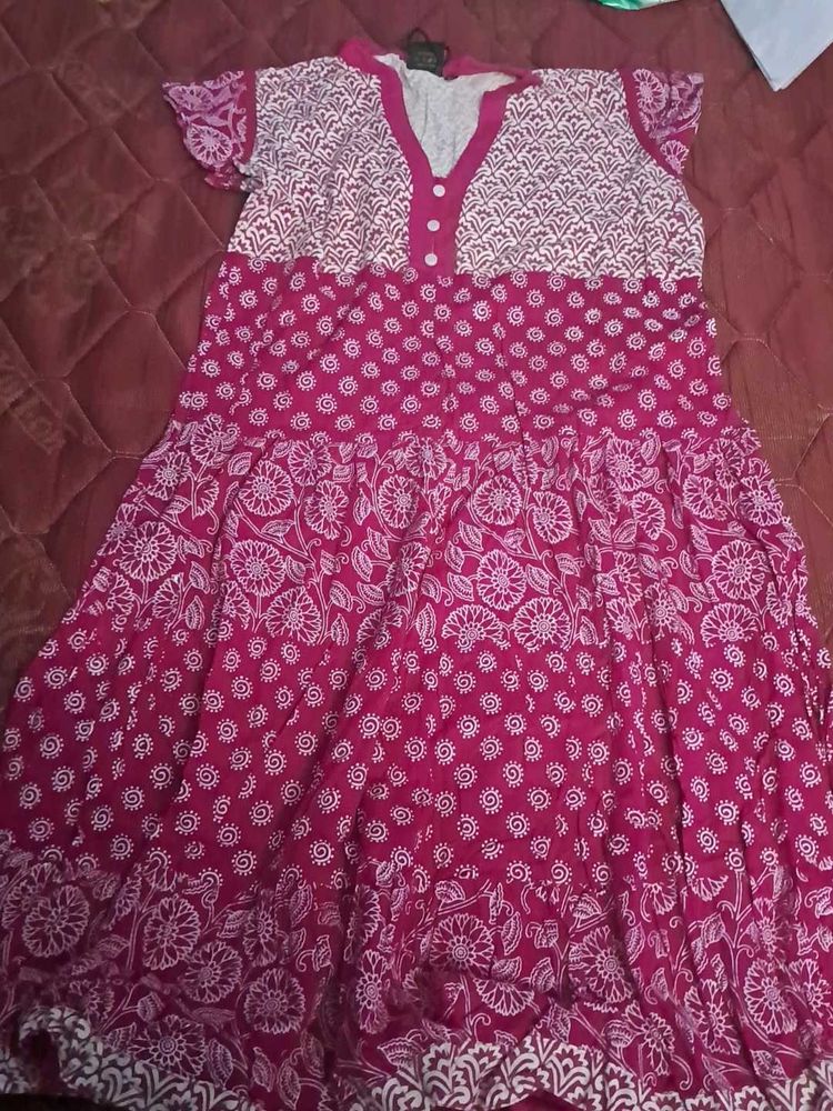 Pink Floral Print Dress