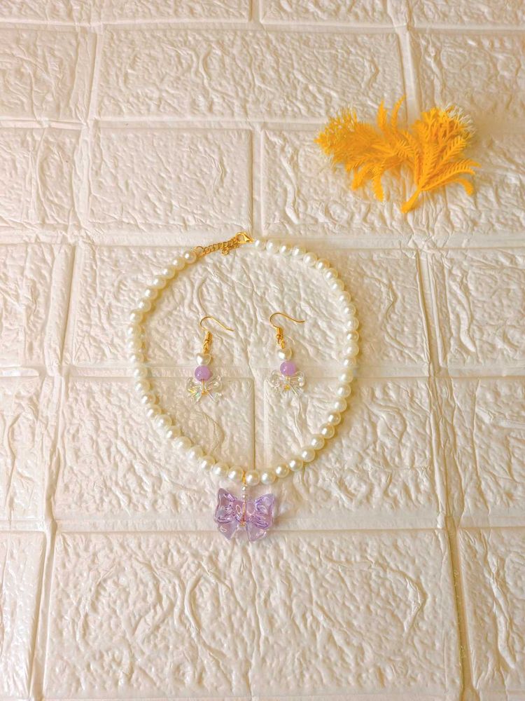 Necklace With Earings💜/Korean Jewellery Set🎀