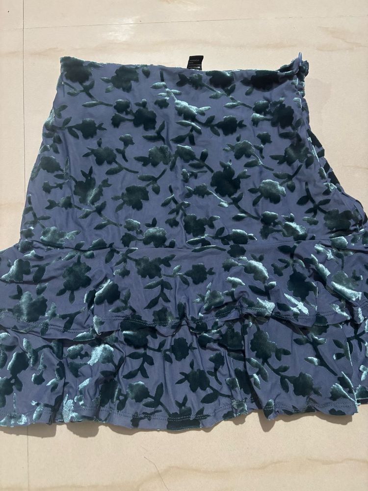 Floral Velvet Mini Skirt