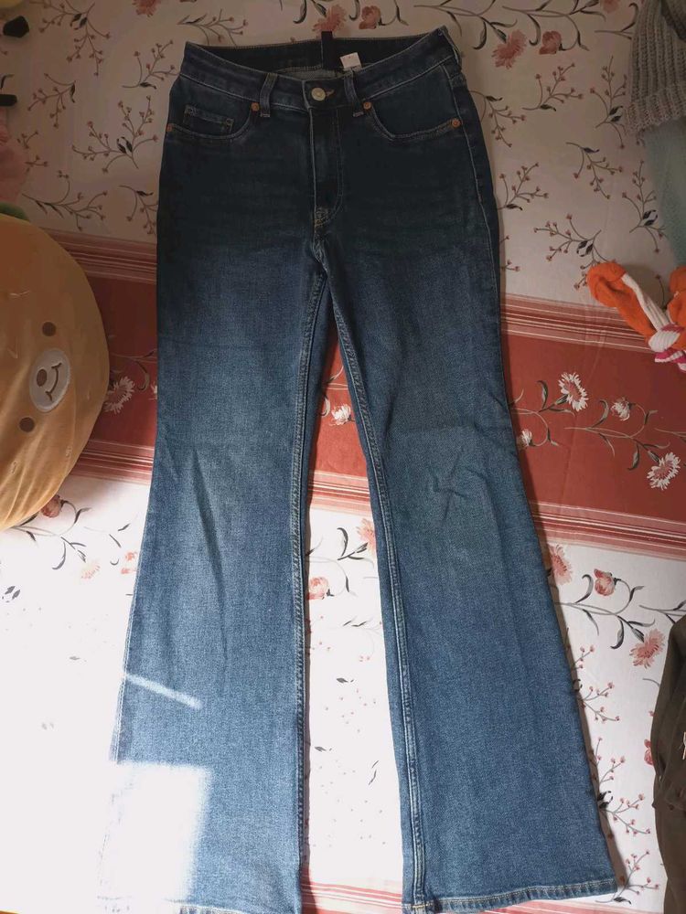 H&amp;M Flared Blue Jeans