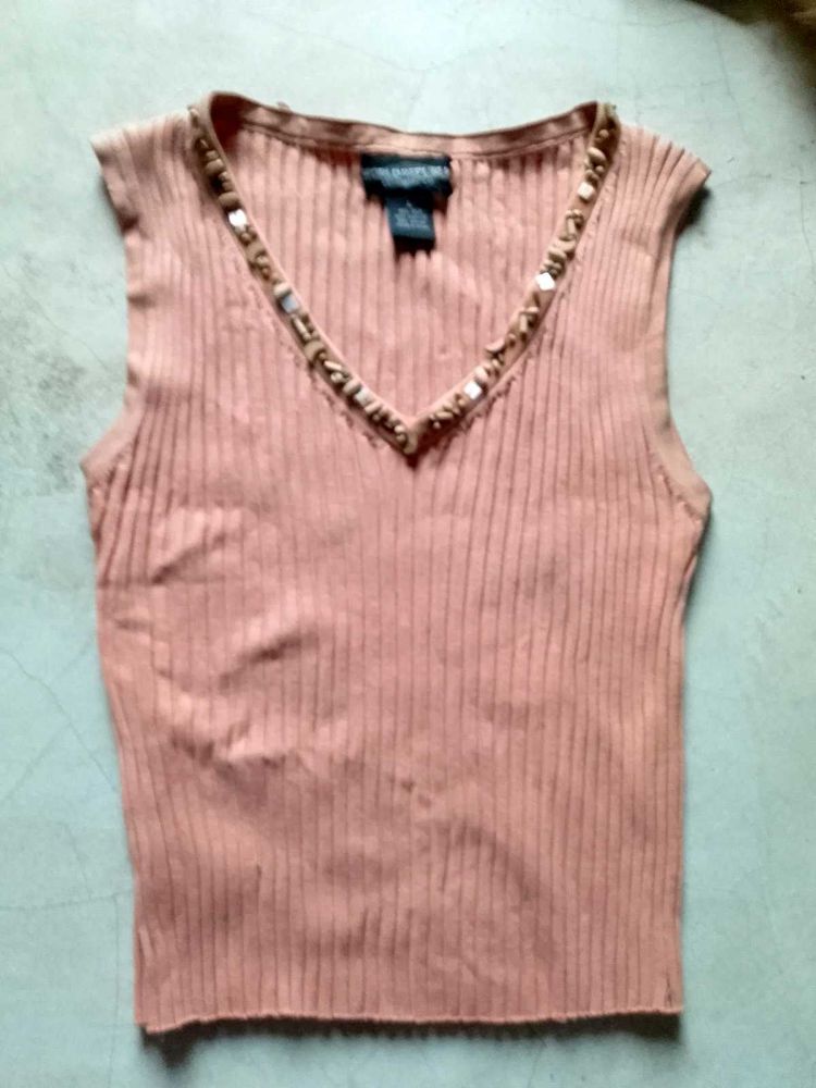 Ribbed Beaded Tank Top