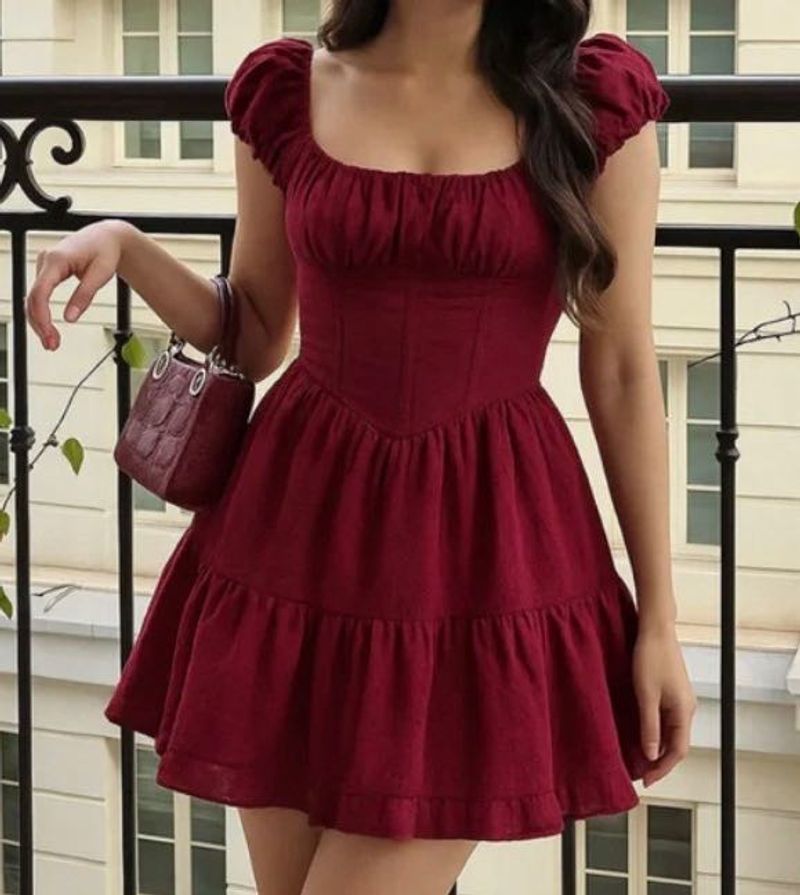 Charming Maroon Mini Dress
