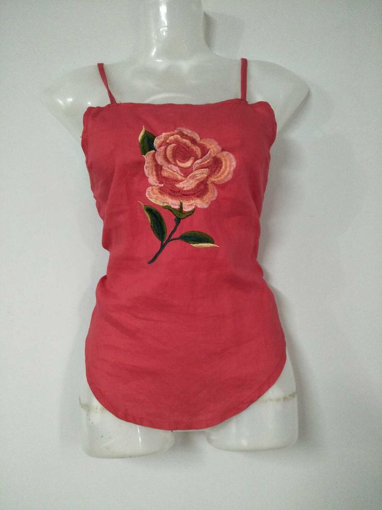 Linen Embroidered Spaghetti