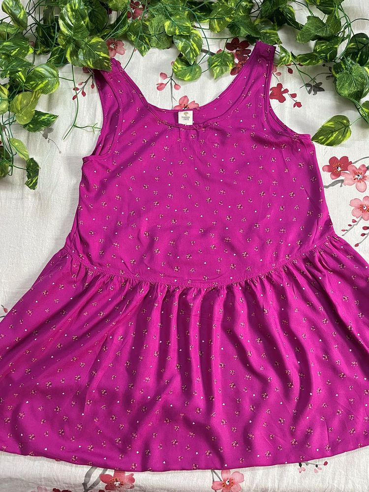 Girls’ Purple Floral Sleeveless Dress