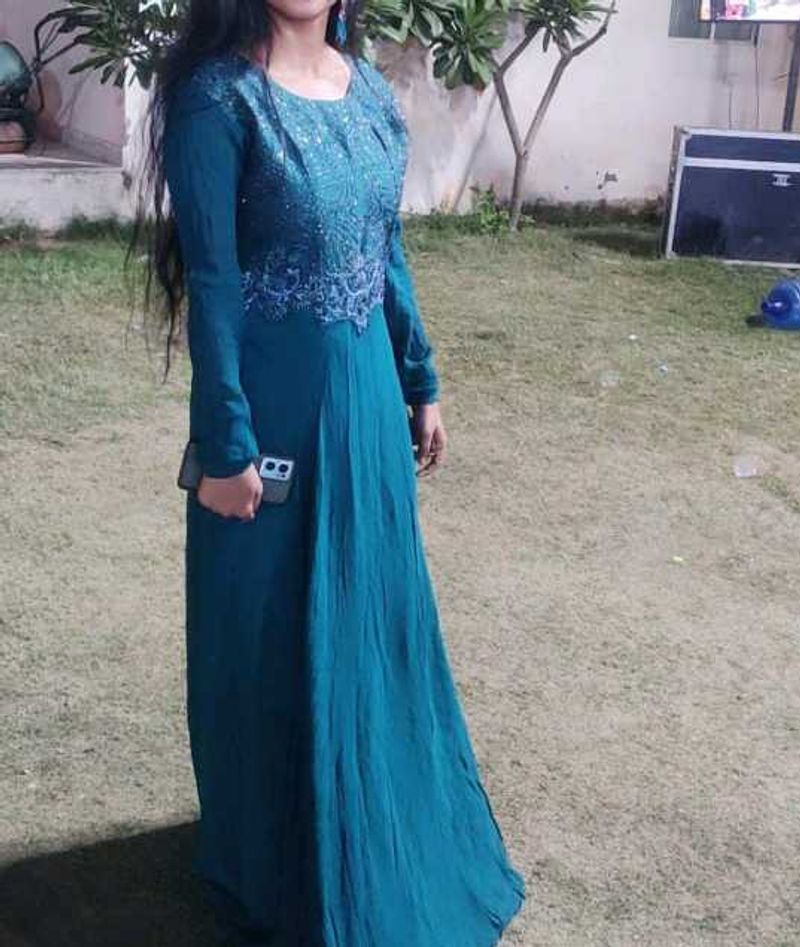 Elegant Teal Ethnic Gown