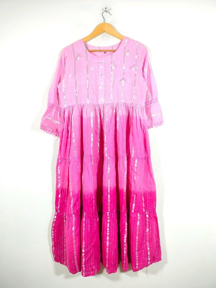 Pink Shades With Silver Strips Kurtas (Women&#39;s)