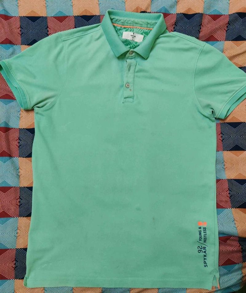 Spykar Green Polo T-Shirt