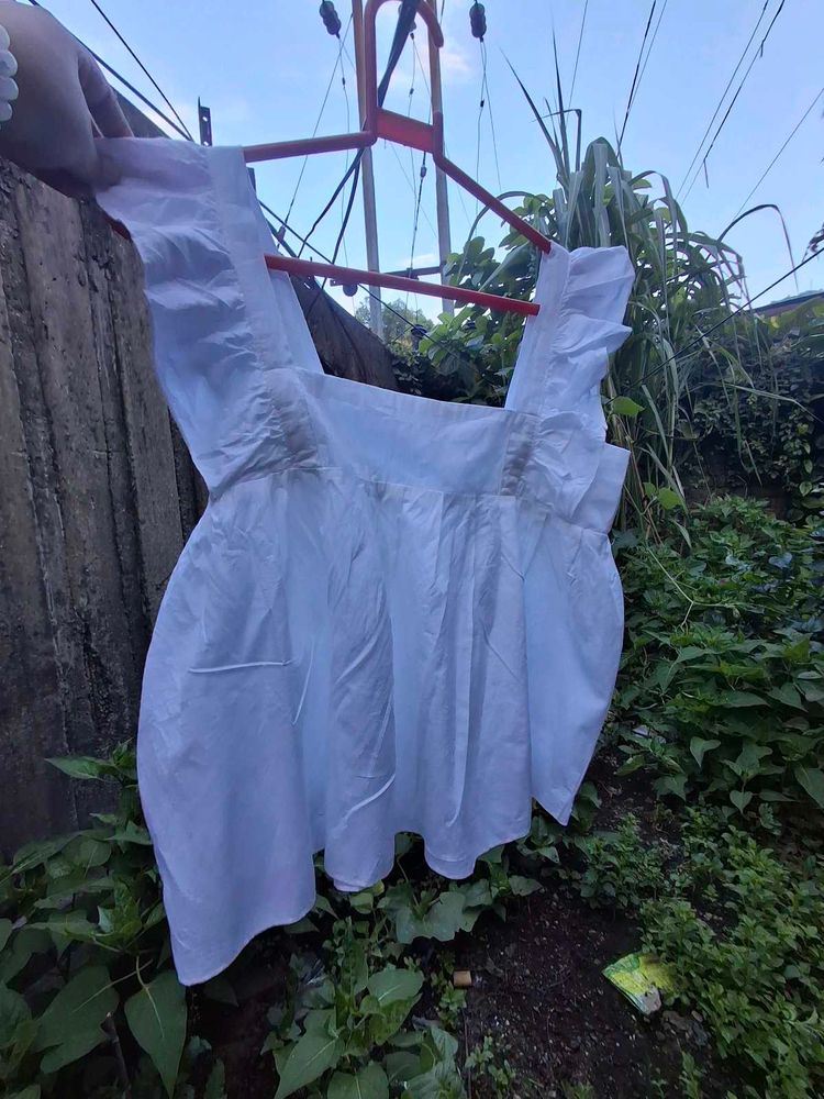 White Ruffle Top