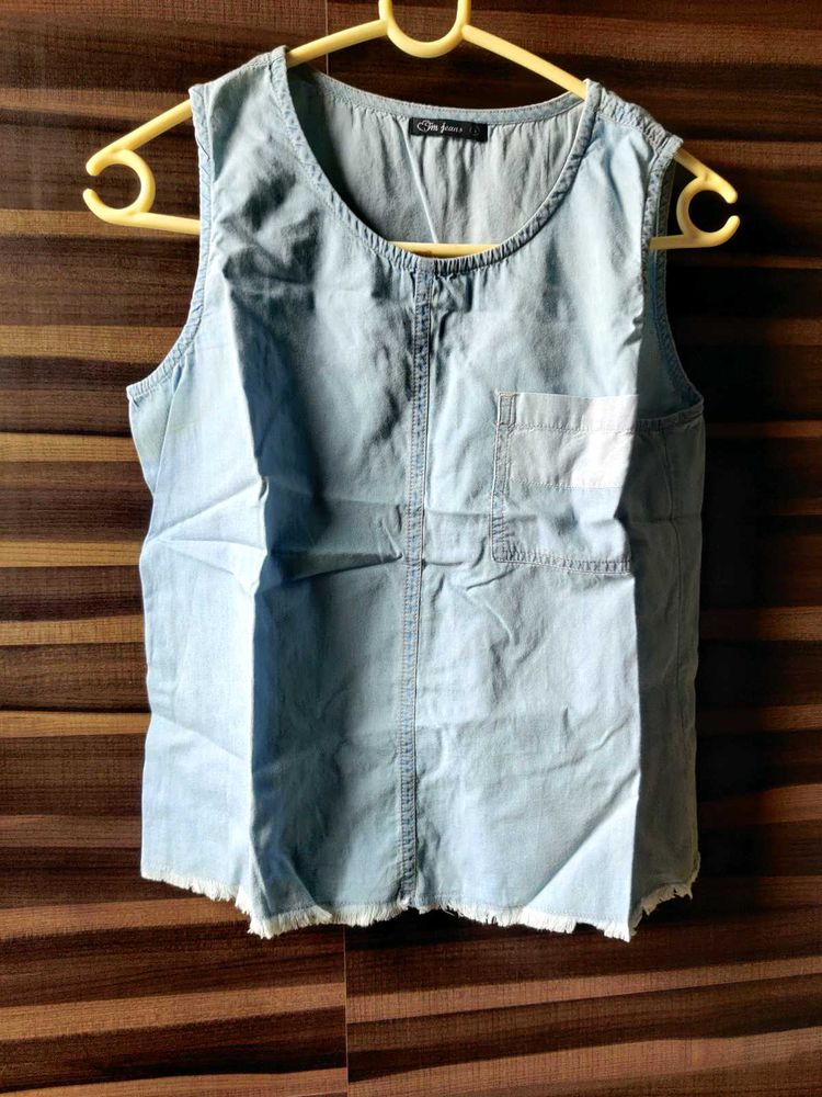 Denim Colour Sleevless Top