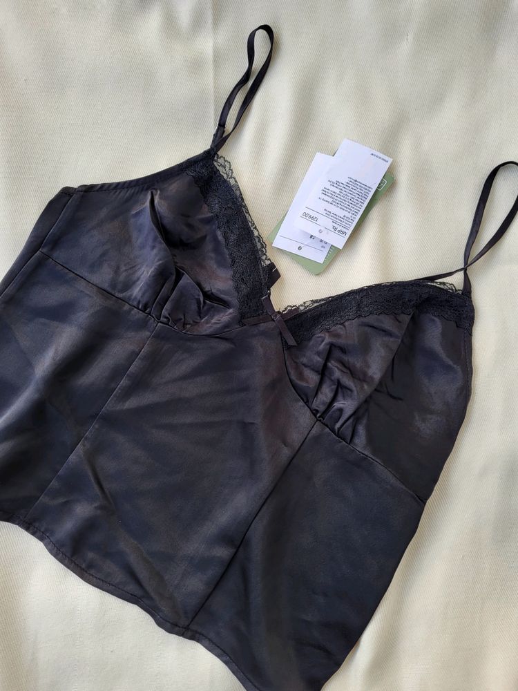 H&amp;M Lace Satin Top