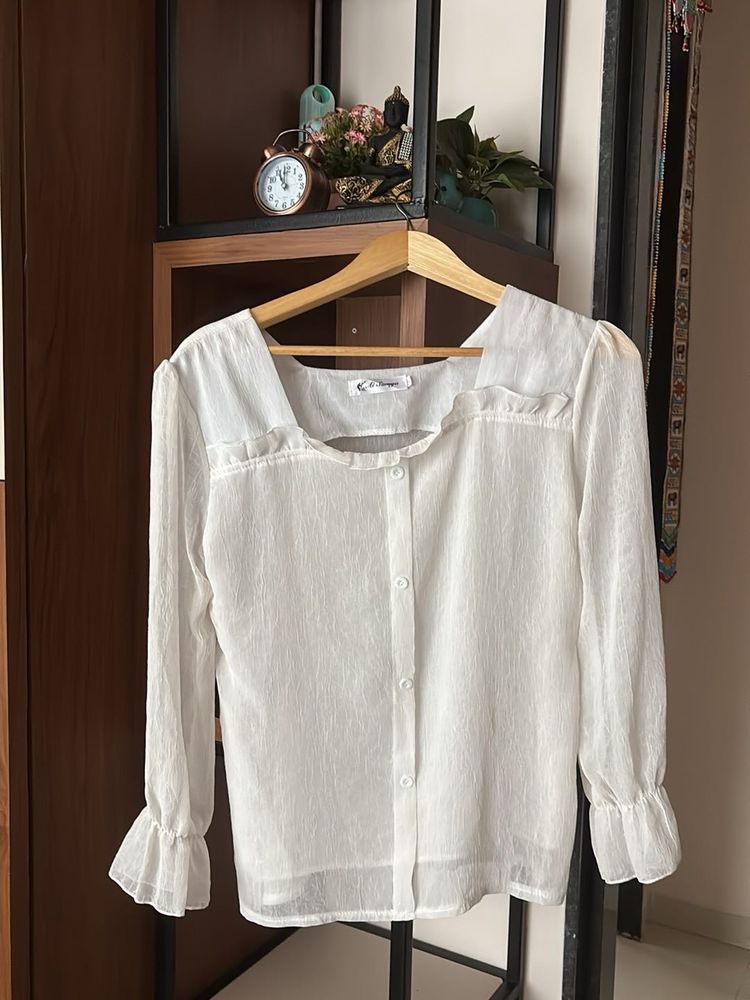 White Ruffle Blouse