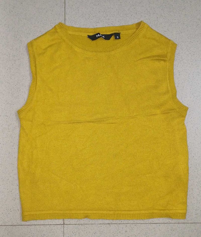 Yellow Sleeveless Knit Top