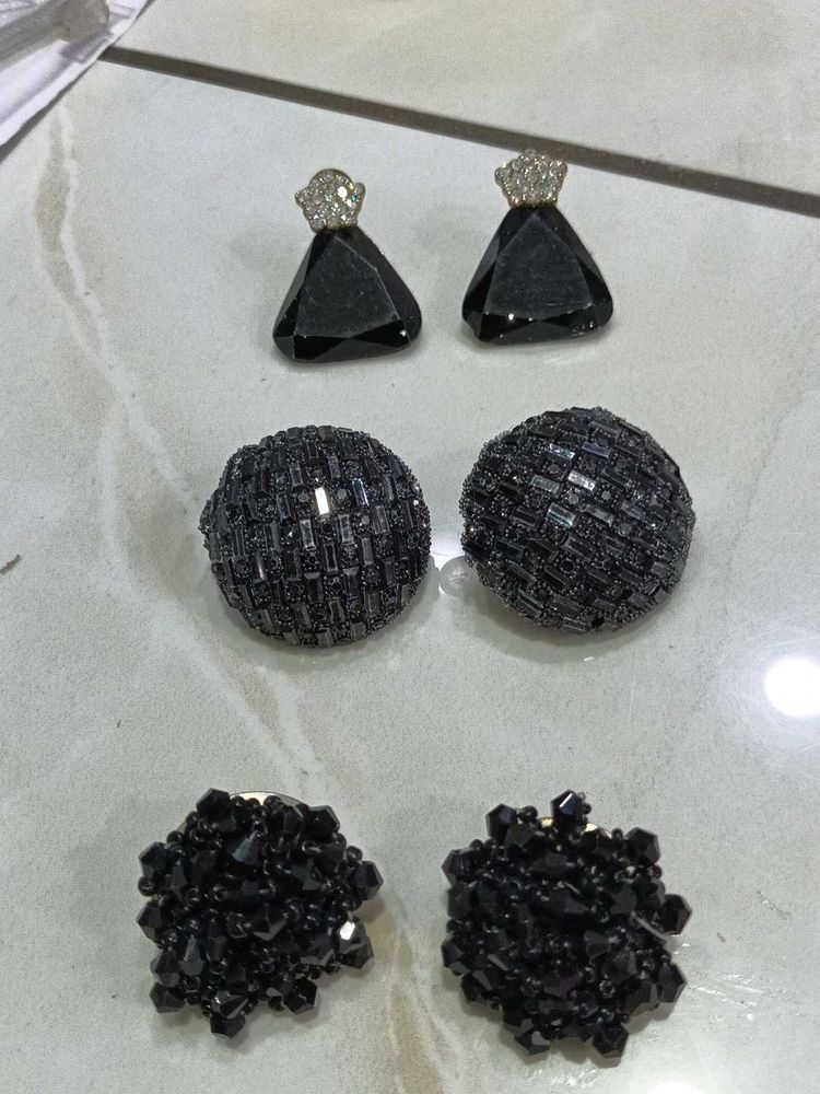 Three Black Earring Combo