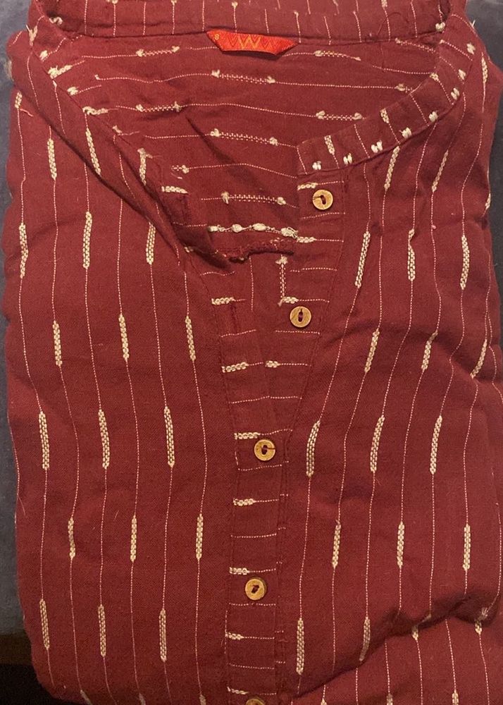 W Maroon Printed Kurta