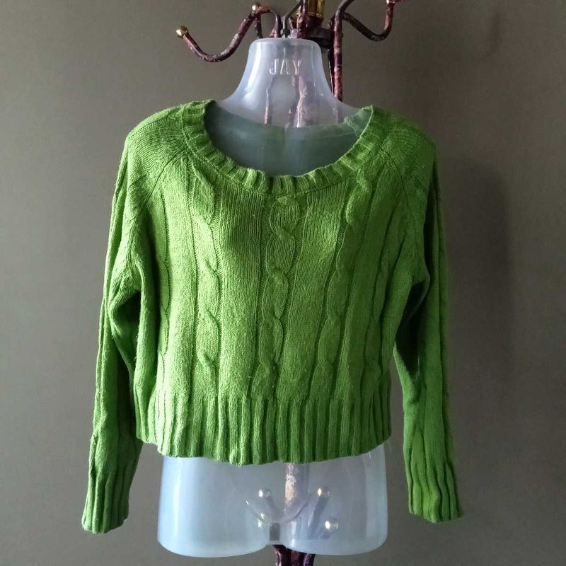 Lime Green Cable Knit Sweater