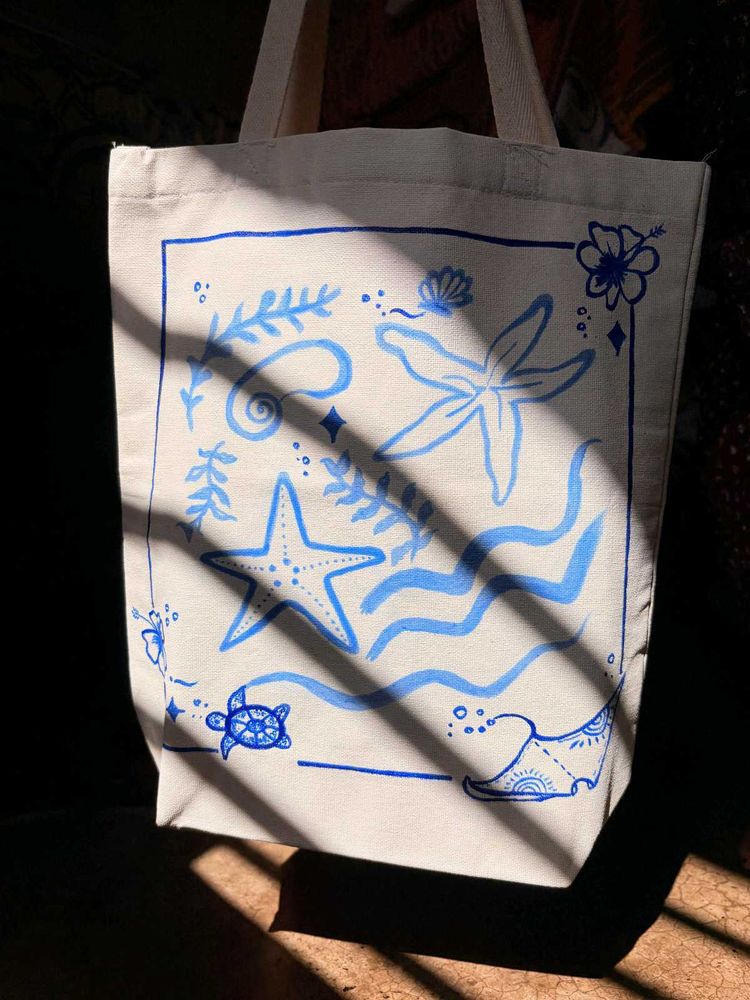 Hand-Painted Tote Bag